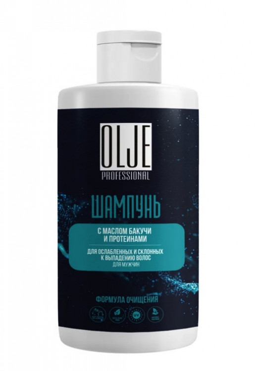 OLJE. Шампунь мужской с маслом бакучи и протеинами, 450 мл в Кургане